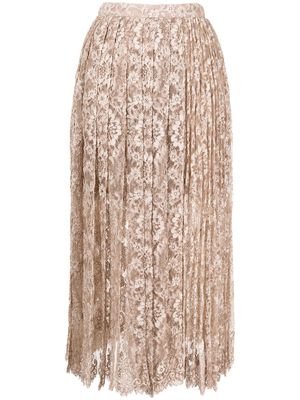 Ermanno Scervino floral-lace pleated skirts - Neutrals