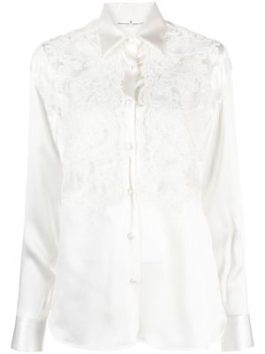 Ermanno Scervino floral-lace satin shirt - White