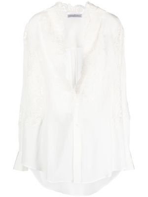 Ermanno Scervino floral-lace silk shirt - White