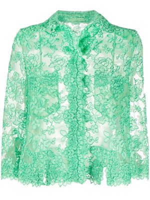Ermanno Scervino floral lace single-breasted jacket - 56123 GREEN