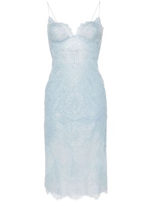 Ermanno Scervino floral-lace tulle midi dress - Blue