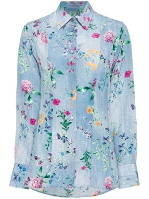 Ermanno Scervino floral-print silk shirt - Blue