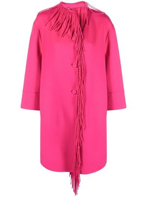 Ermanno Scervino fringe-detailed wool-blend coat - Pink