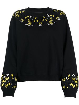 Ermanno Scervino geometric-embroidered crew-neck sweatshirt - Black