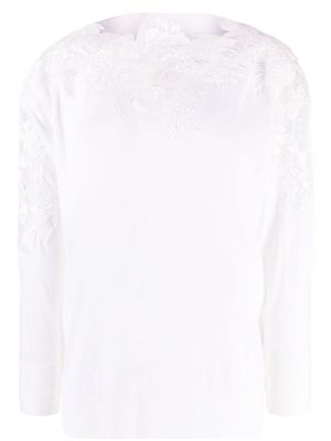 Ermanno Scervino guipure lace virgin wool jumper - White
