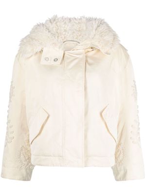 Ermanno Scervino hand-embroidered hooded down jacket - White
