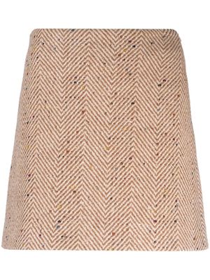 Ermanno Scervino herringbone-pattern wool-blend miniskirt - Neutrals
