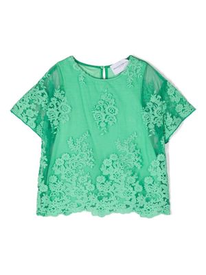 Ermanno Scervino Junior Chantilly-lace cotton blouse - Green
