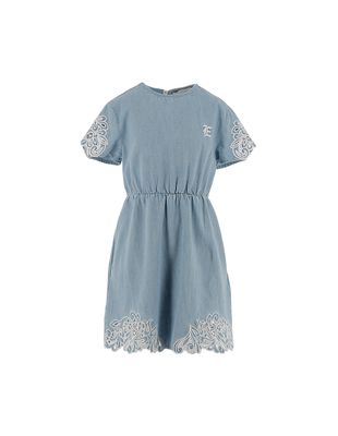 Ermanno Scervino Junior Denim Dress With Embroidery