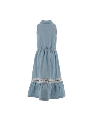 Ermanno Scervino Junior Denim Sleeveless Shirt Dress With Embroidery