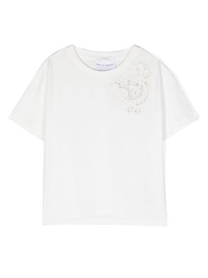 Ermanno Scervino Junior embroidered cotton jersey T-shirt - White