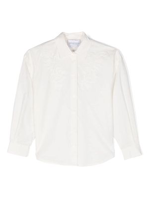 Ermanno Scervino Junior embroidered-detail tonal cotton shirt - White