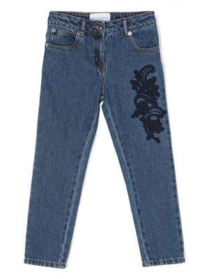 Ermanno Scervino Junior embroidered straigth-leg jeans - Blue