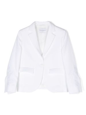 Ermanno Scervino Junior floral-embroidered single-breasted blazer - White