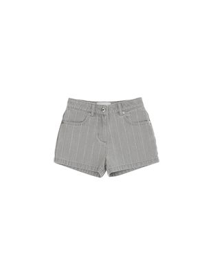 Ermanno Scervino Junior Grey Shorts With Rhinestone Pinstripe Effect