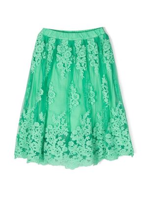 Ermanno Scervino Junior guipure-lace cotton skirt - Green
