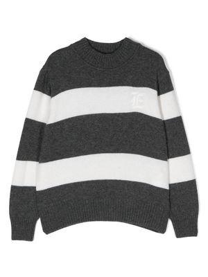 Ermanno Scervino Junior intarsia-knit striped jumper - Grey