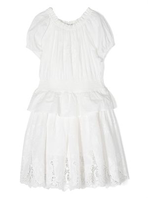 Ermanno Scervino Junior lace-appliqué ruffled dress - White