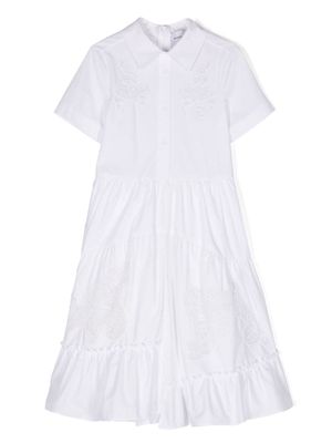 Ermanno Scervino Junior lace-detail poplin dress - White