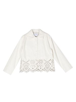 Ermanno Scervino Junior laser-cut embroidered jacket - White