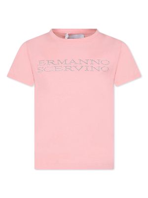 Ermanno Scervino Junior logo-embellished cotton T-shirt - Pink