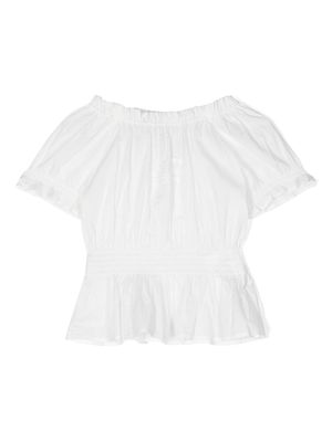 Ermanno Scervino Junior logo-emboidered cotton blouse - White