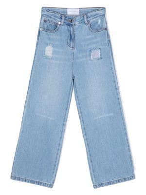 Ermanno Scervino Junior logo-patch straight-leg jeans - Blue