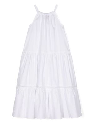 Ermanno Scervino Junior Sleeveless White Flounced Dress With Lace