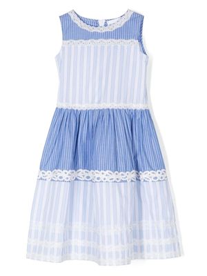 Ermanno Scervino Junior stripe-pattern cotton dress - Blue