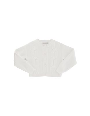 Ermanno Scervino Junior White Cardigan With Cable Knit