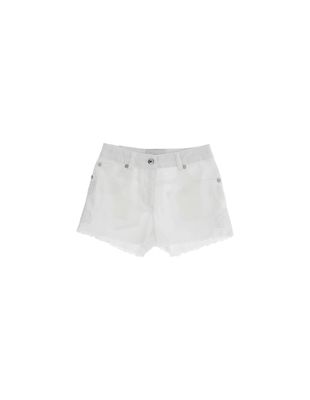 Ermanno Scervino Junior White Denim Shorts With Lace Appliqués