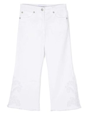 Ermanno Scervino Junior White Flared Jeans With Lace