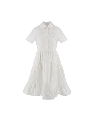 Ermanno Scervino Junior White Shirt Dress With Lace