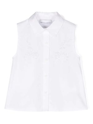 Ermanno Scervino Junior White Sleeveless Shirt With Lace