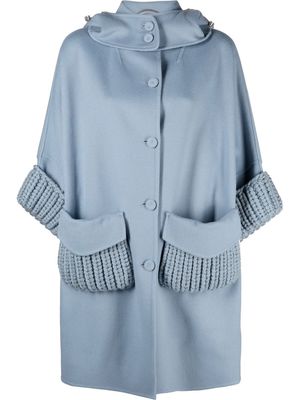 Ermanno Scervino knitted-detail hooded jacket - Blue