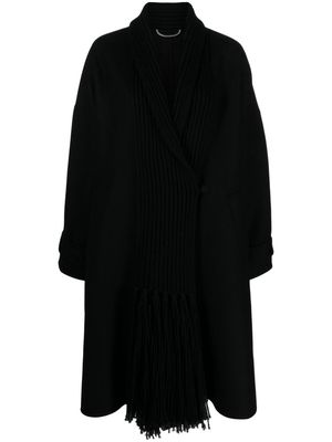 Ermanno Scervino knitted-panel single breasted coat - Black