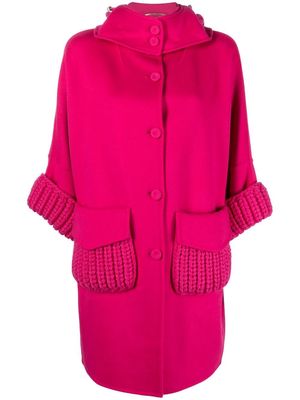 Ermanno Scervino knitted-trim hooded parka - Pink