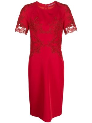 Ermanno Scervino lace-appliqué midi dress - Red