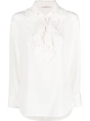 Ermanno Scervino lace-bib embellished shirt - White