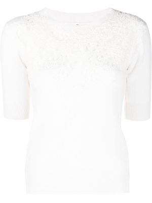 Ermanno Scervino lace detail knit blouse - White