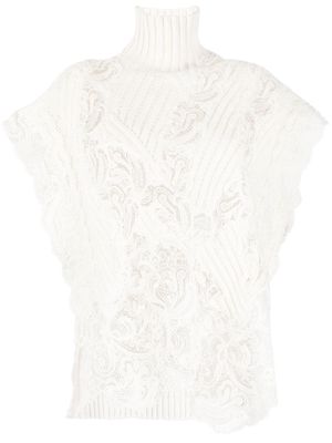 Ermanno Scervino lace-detail knitted jumper - Neutrals