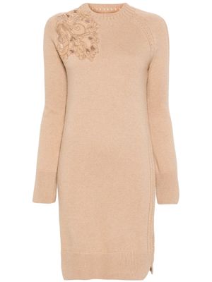 Ermanno Scervino lace-detail knitted minidress - Neutrals
