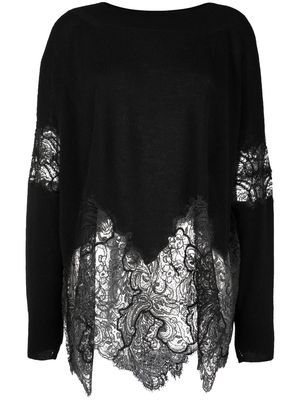 Ermanno Scervino lace-detail knitted top - Black