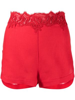 Ermanno Scervino lace-detail linen mini shorts - Red