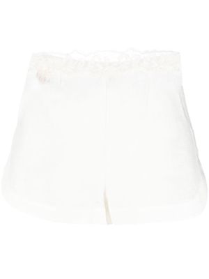 Ermanno Scervino lace-detail linen mini shorts - White