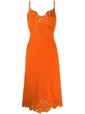 Ermanno Scervino lace-detail midi dress - Orange