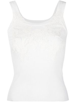 Ermanno Scervino lace-detail ribbed-knit top - White