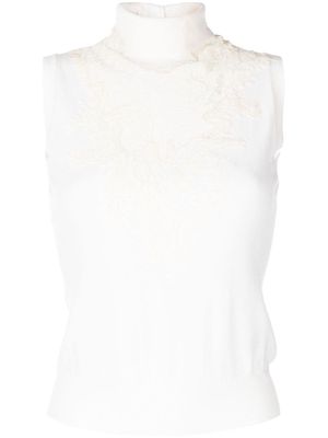 ERMANNO SCERVINO lace-detail roll-neck vest - White