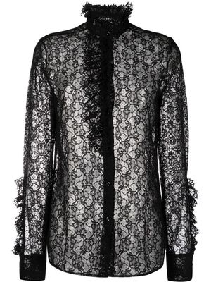 Ermanno Scervino lace-detail ruffle-collar blouse - Black