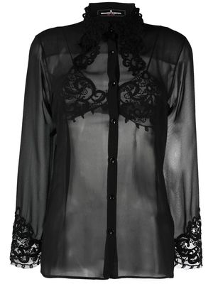 Ermanno Scervino lace-detail silk shirt - Black
